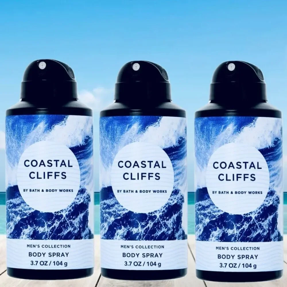 NWT Bath & Body Works Pack of 3 COASTAL CLIFFS Men Collection Body Spray Cologne